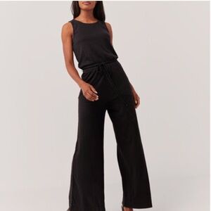 Pact Portside Organic Black Sleeveless Jumpsuit